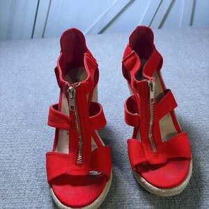 Just fab karsey, wedge heels , size 7, red with gold...